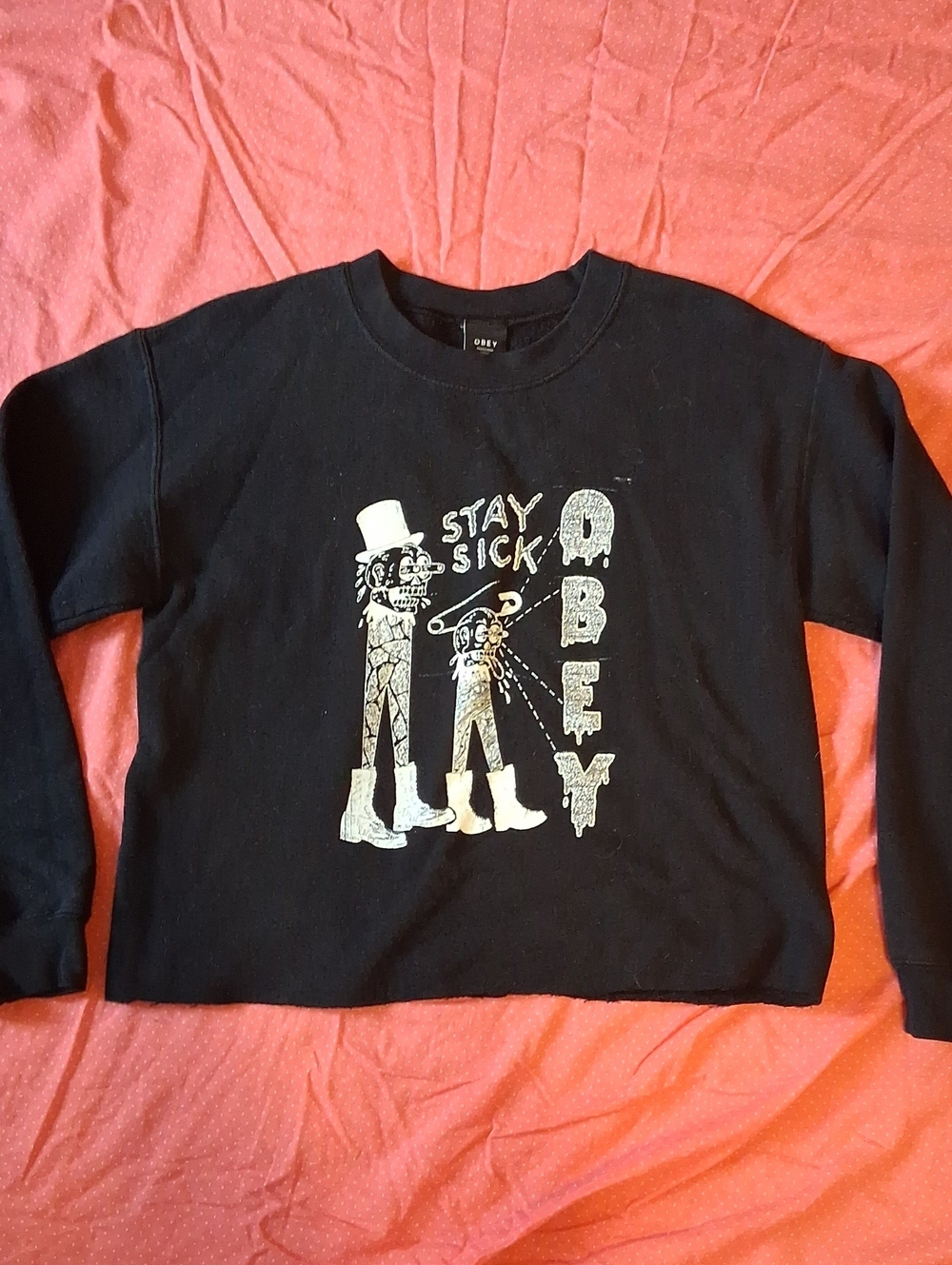 Obey 'Stay Sick' Longsleeve, Size Small, Slightly Cropped